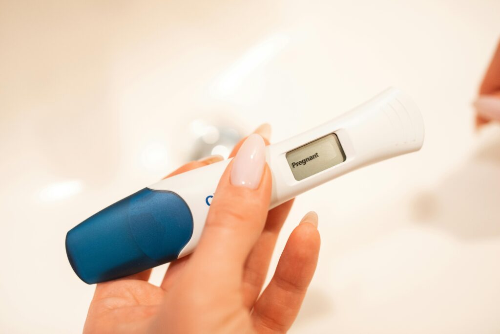 Pregnancy test showing a positive result.